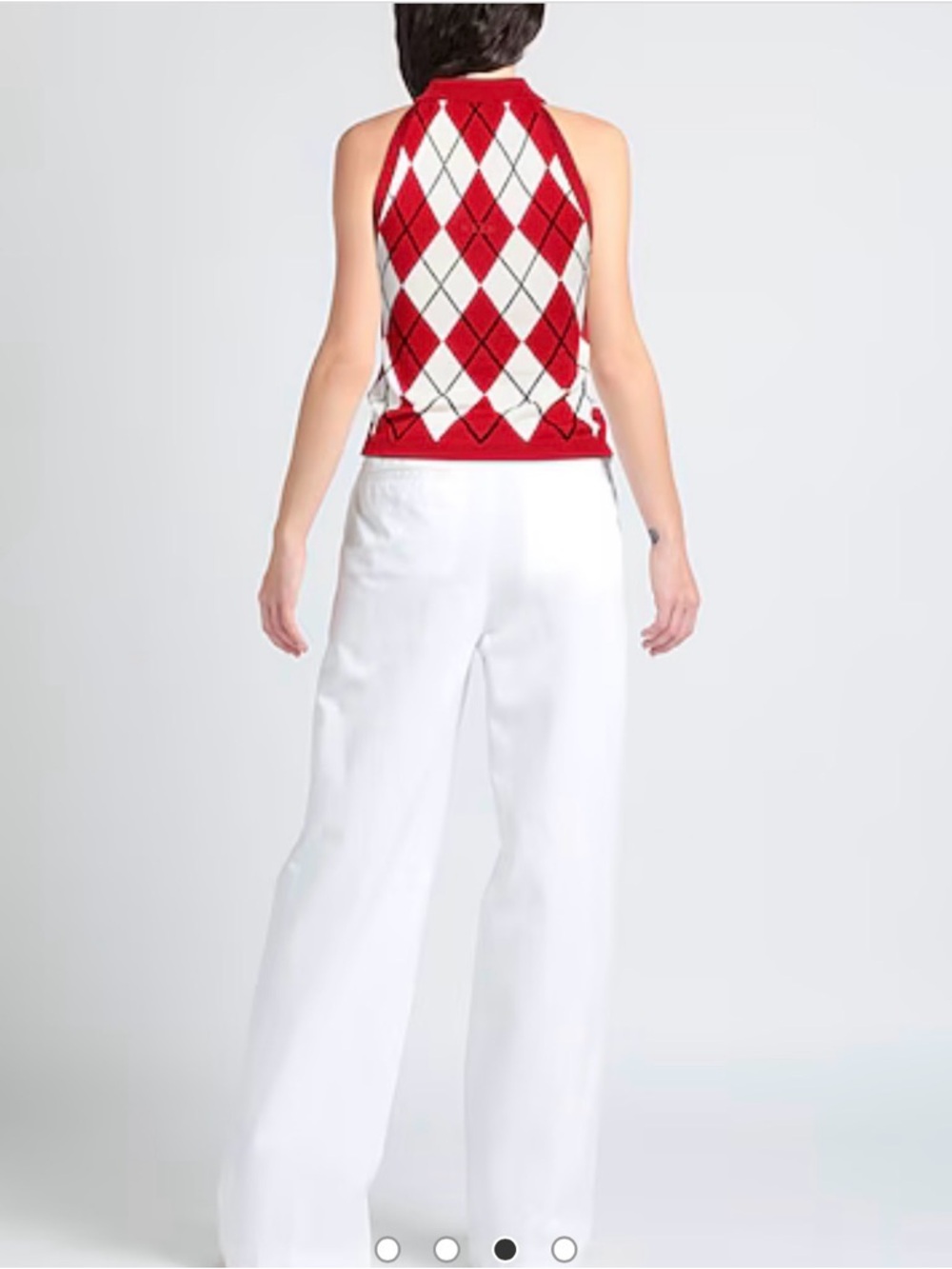 MSGM Red and Cream Argyle Halter Knit Tank - Picture 5 of 12
